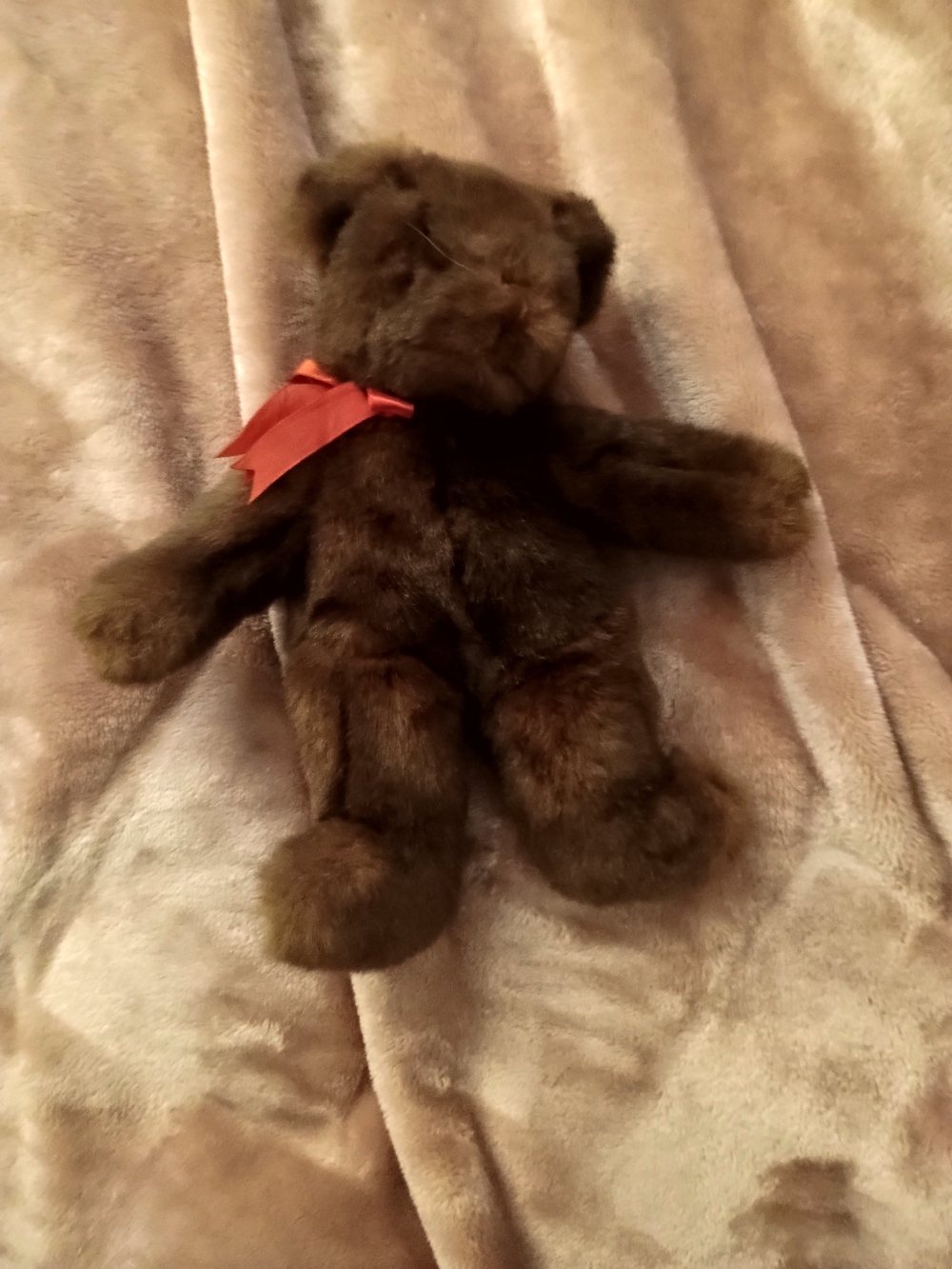 Ty Brown Plush Teddy with Red Bow Accent